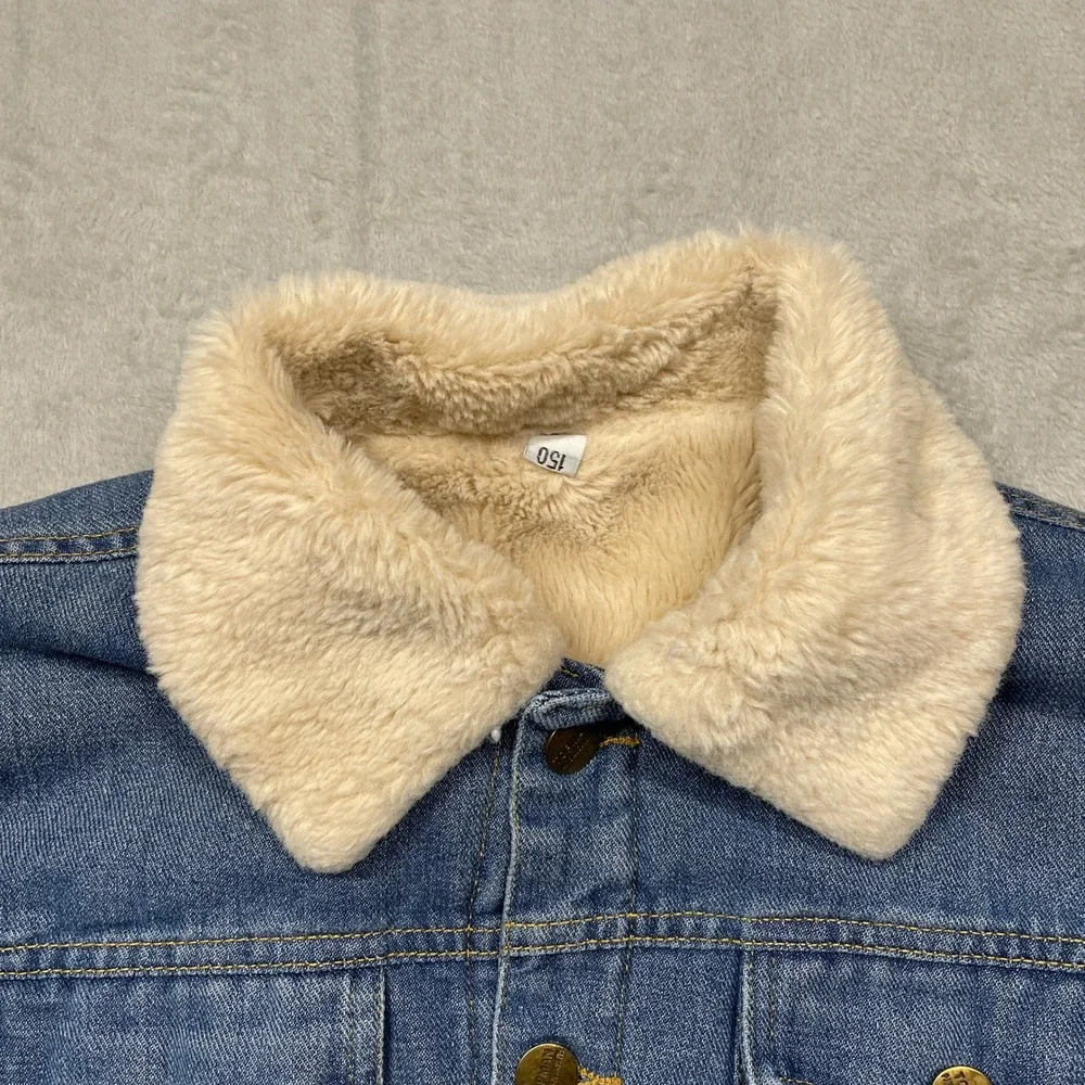 Topman Denim Jacket Boys 150 Blue Sherpa Lined LAOCL Luckey Child Ren Jeans